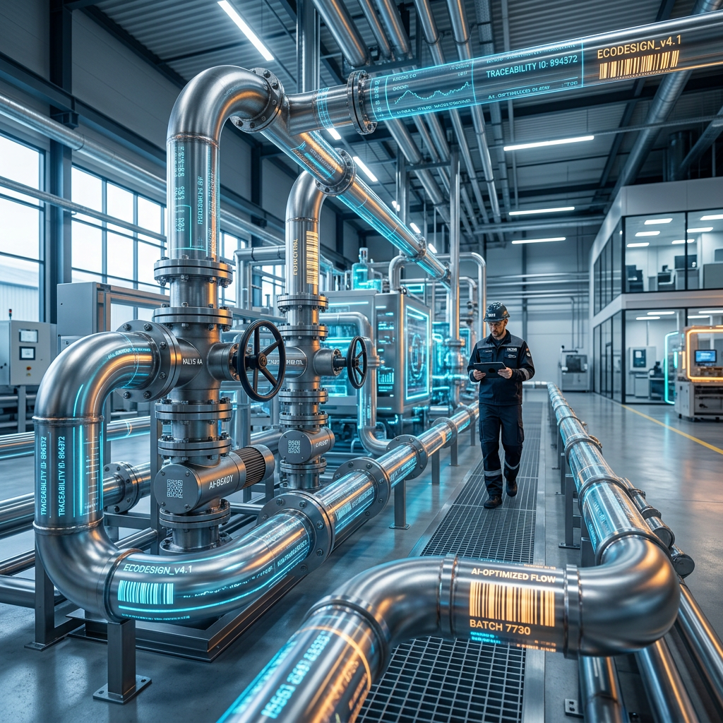 Industrial steel pipes with digital traceability data